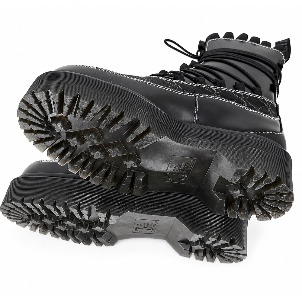 Dr. Martens Jadon Frill Black Leather Platform Boots Stitch Charms 8 Goth 111-04 - Picture 10 of 12